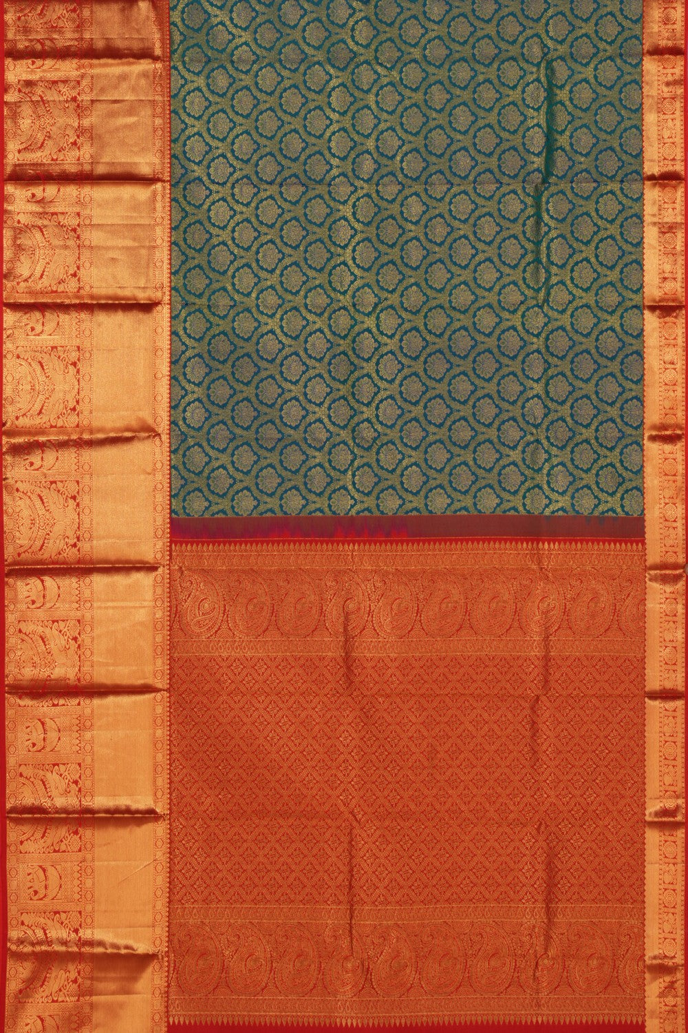 Image of Kanchipattu Brocade Peacock Blue Saree
